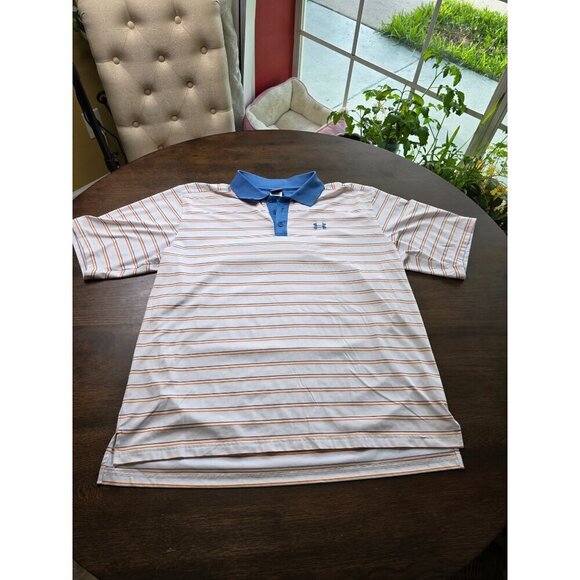 Under Armour men's polo shirt striped short sleeve half button front size XL - Picture 1 of 10
